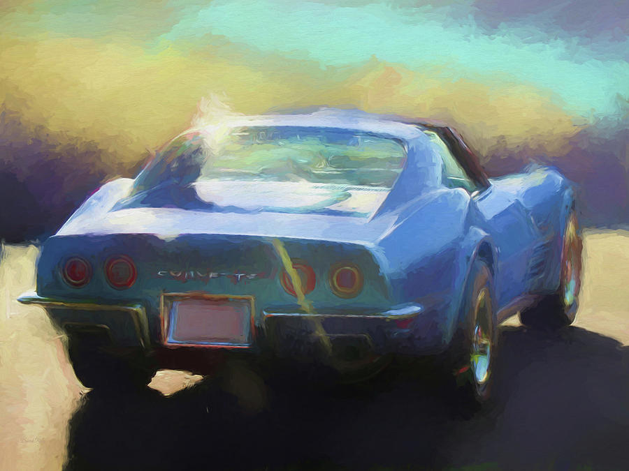 Blue Corvette Digital Art by DK Digital