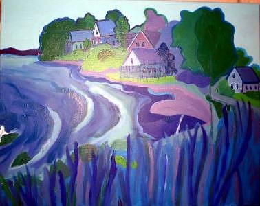 Cottages Painting - Blue Cottages by Debra Bretton Robinson Cottages Painting - Blue Cottages by Debra Bretton Robinson