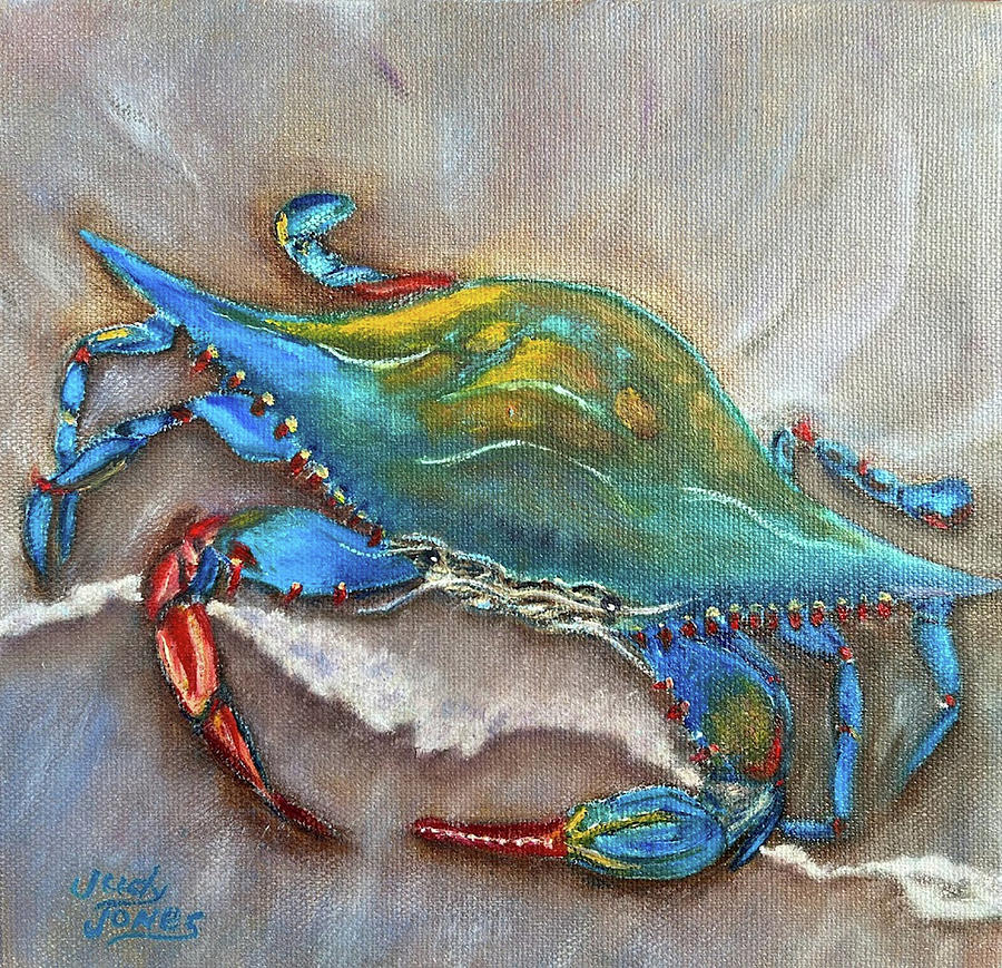 Beach Painting - Blue Crab on the Beach by Judy Jones