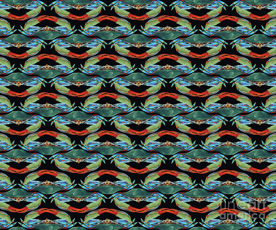 Blue Crab Pattern Digital Art