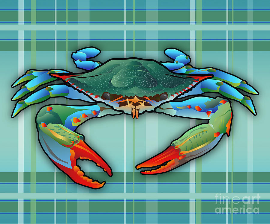 Blue Crab Plaid 2 Digital Art by Joe Barsin