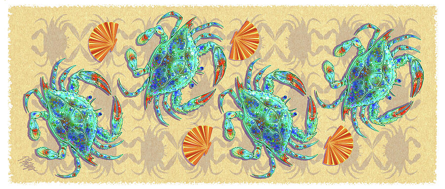 Blue Crab Scallop Rotatable Nature Panel Digital Art by Tim Phelps