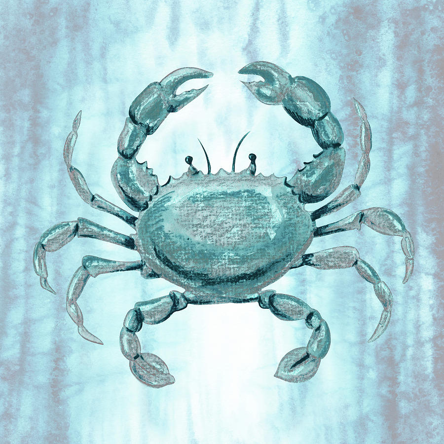 Blue Crab Watercolor Sea Creature Painting by Irina Sztukowski
