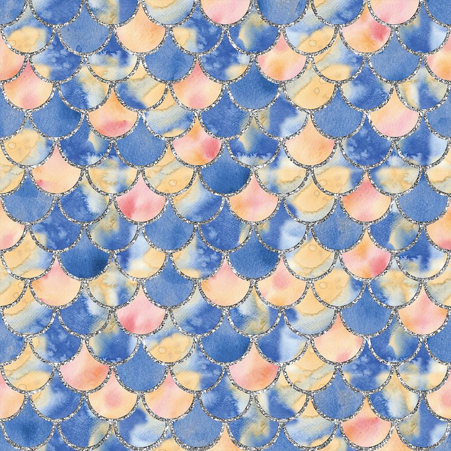 Blue Cream Mermaid Scales Digital Art by Sambel Pedes
