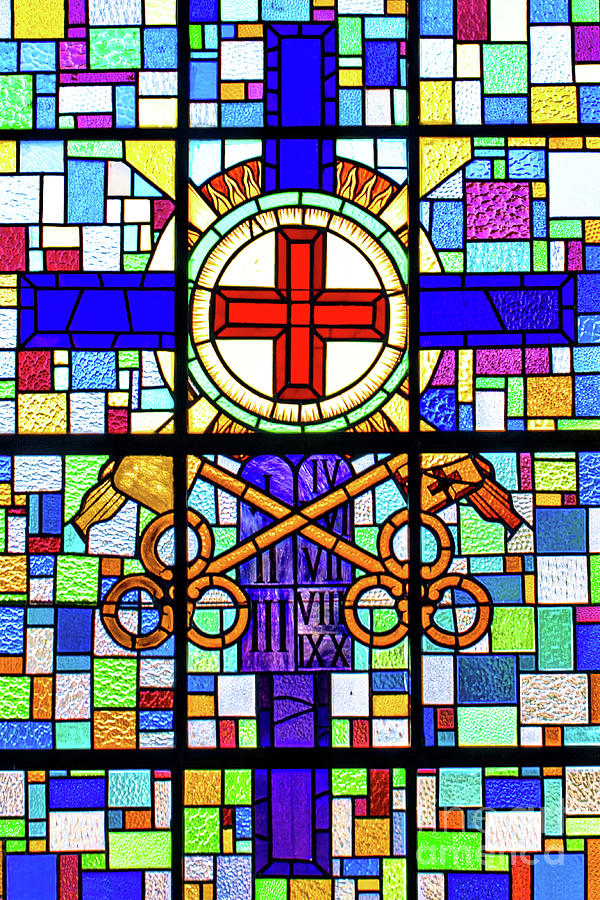 Blue Cross Stained Glass Photograph by Munir Alawi