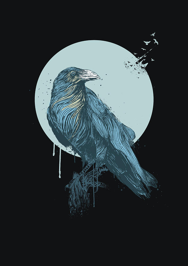 Animal Mixed Media - Blue Crow II by Balazs Solti