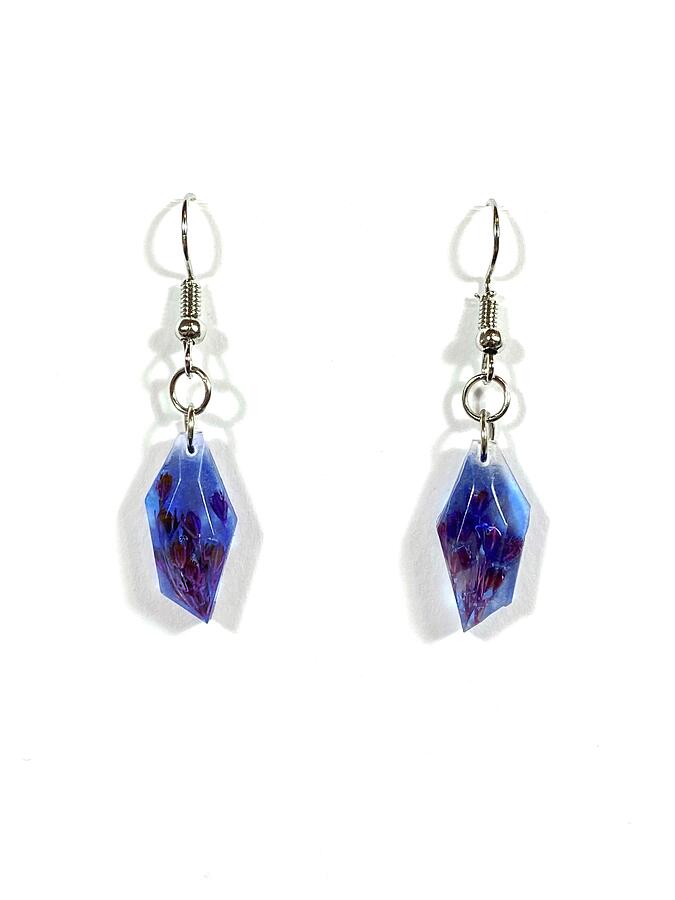 Blue Crystal Earrings with Flowers Jewelry by Masha Batkova