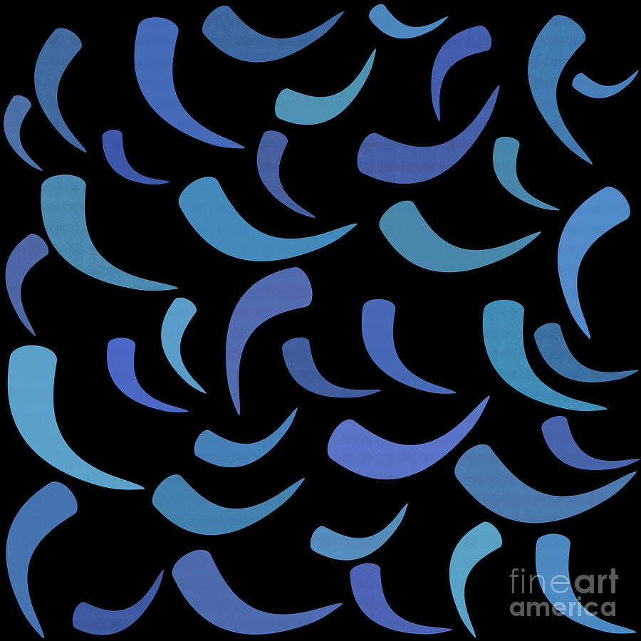 Blue curve seamless pattern Digital Art by Gregory DUBUS