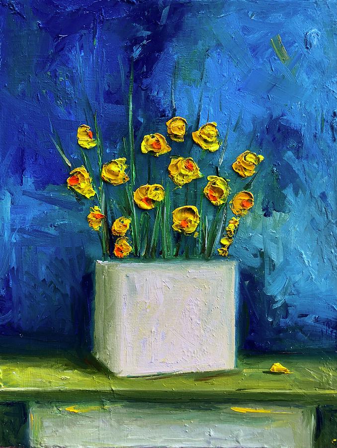 Blue Daffodils  Painting by Roger Clarke