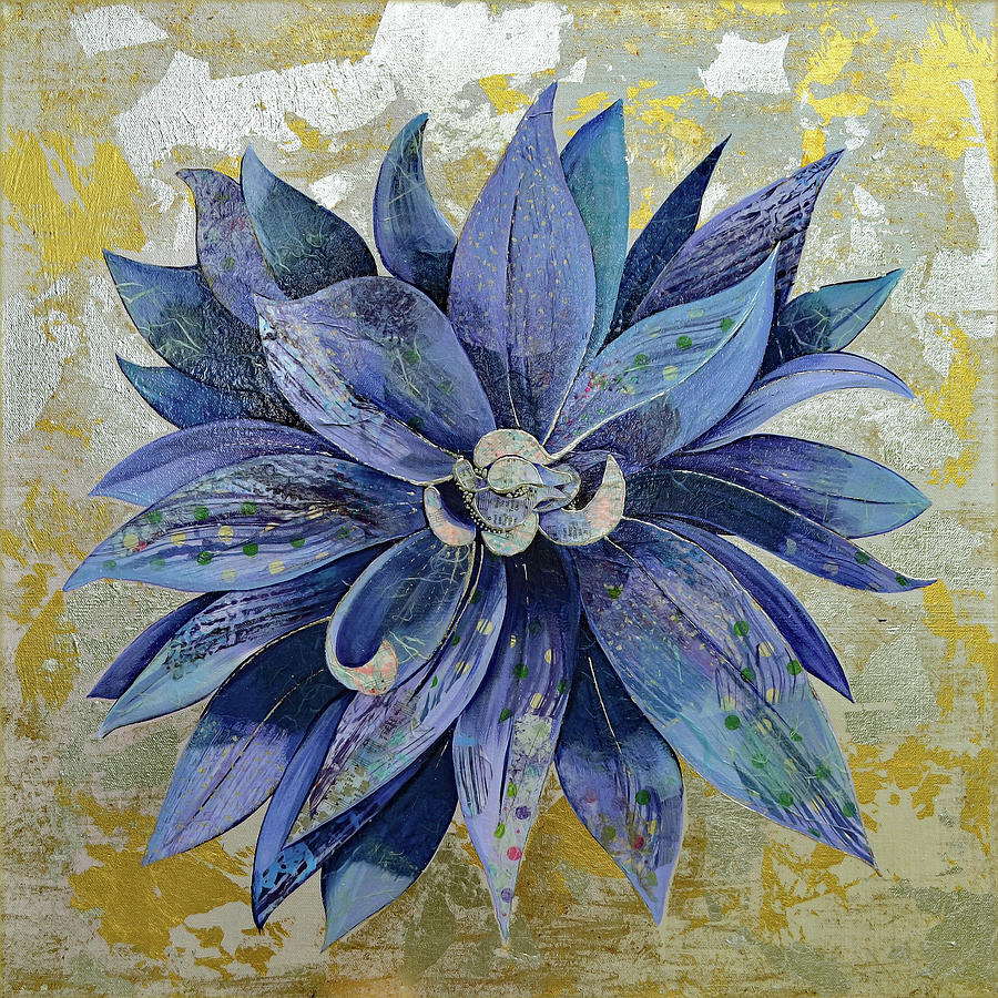 Blue Dahlia Painting by Shadia Derbyshire