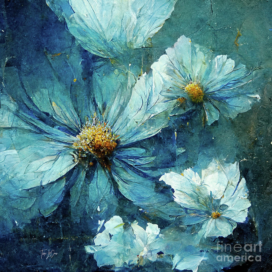 Blue Daisies Painting by Tina LeCour