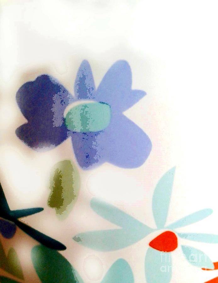 Blue daisy on white Mixed Media by Vesna Antic