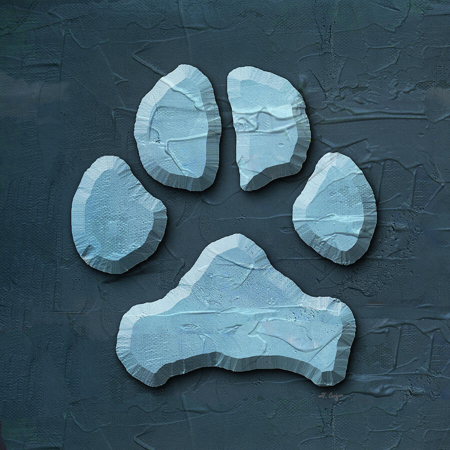 Blue Denim Dog Paw Art Painting by Sharon Cummings Blue Denim Dog Paw Art Painting by Sharon Cummings