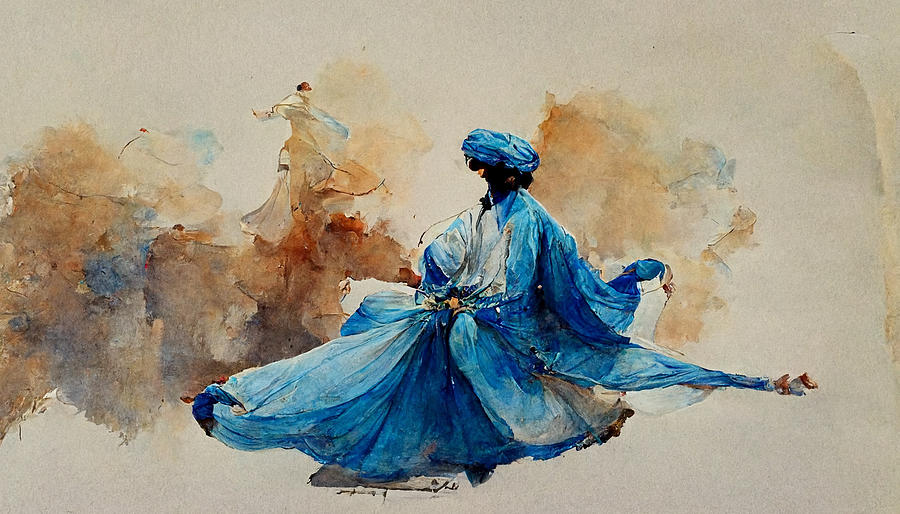 BLUE  DERVISH  sufi    WATERCOLOR  IN  THE  STYLE  OF  Winslow  05be8e13  1ae3  43e3  8b49  41c34540 Painting by MotionAge Designs