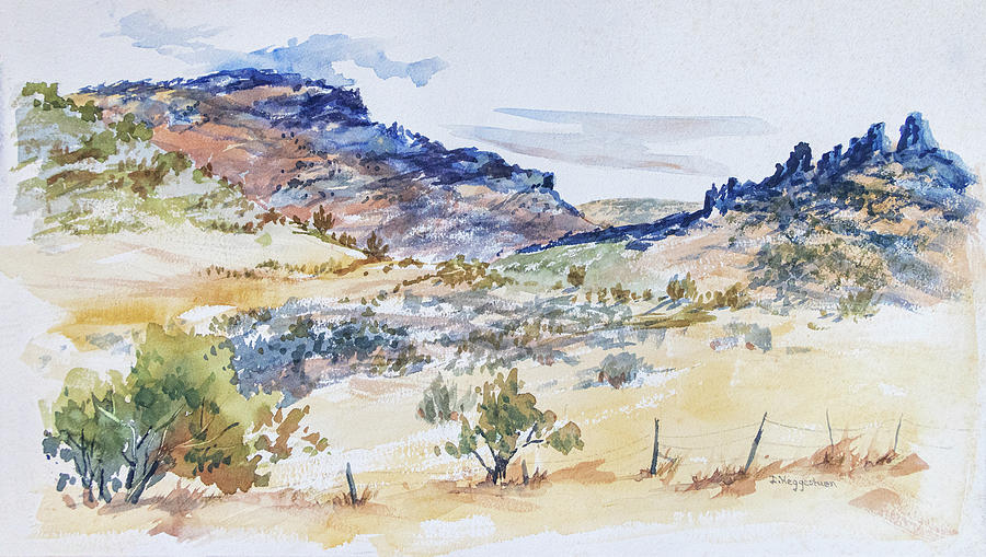 Blue Desert Mountains - signed Painting by Patti Deters
