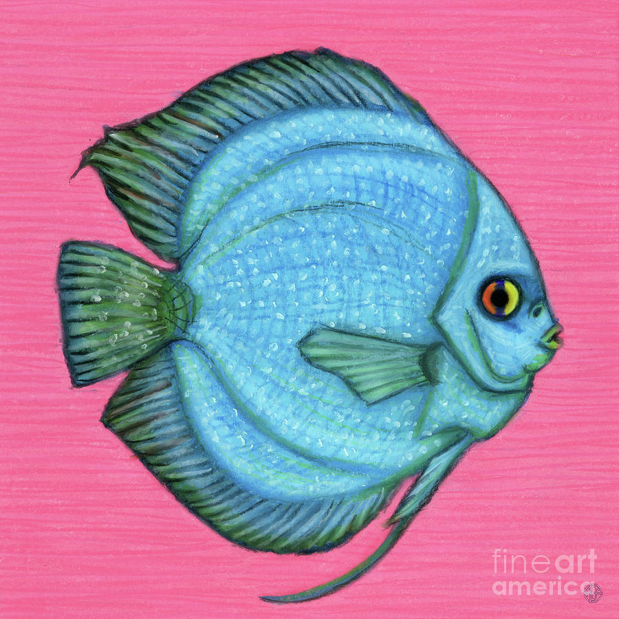 Blue Discus Fish  Painting by Amy E Fraser