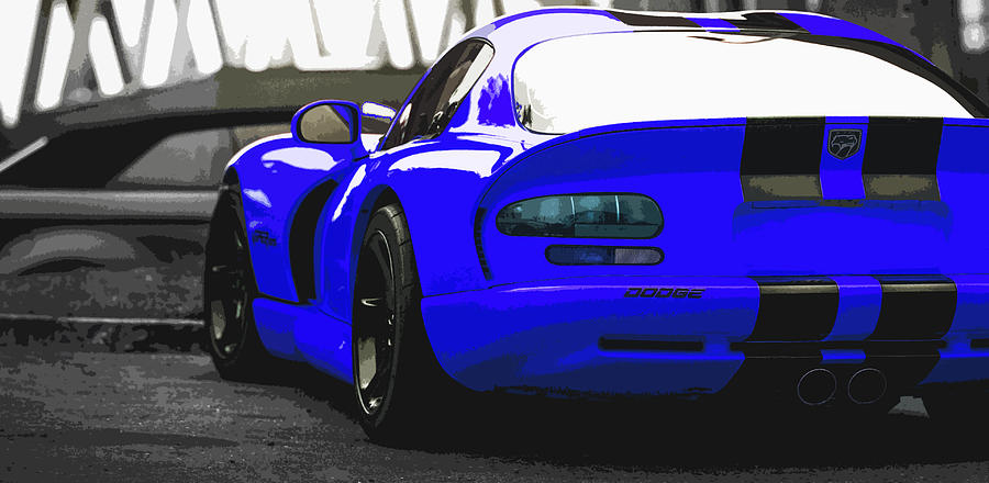 Viper Digital Art - Blue Dodge Viper GTS by Thespeedart