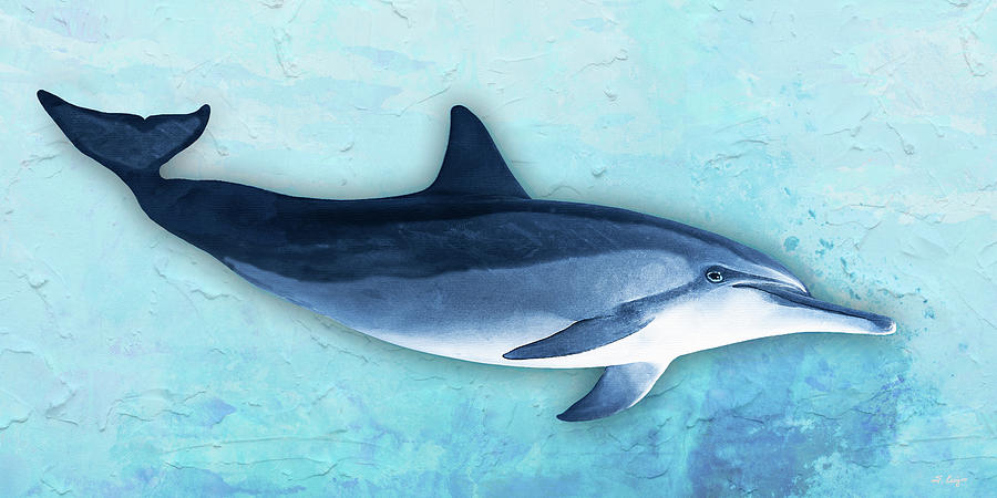 Blue Dolphin Beach Art Painting by Sharon Cummings