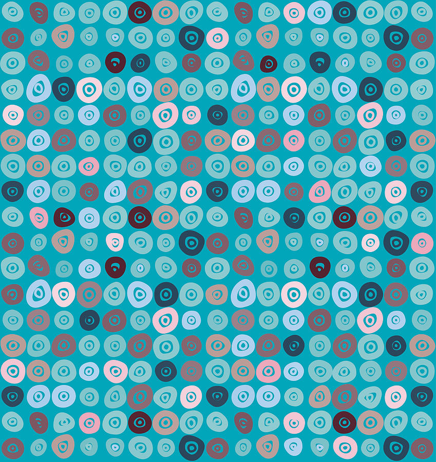 Blue  Doodle  Seamless  Pattern Drawing by Carduus