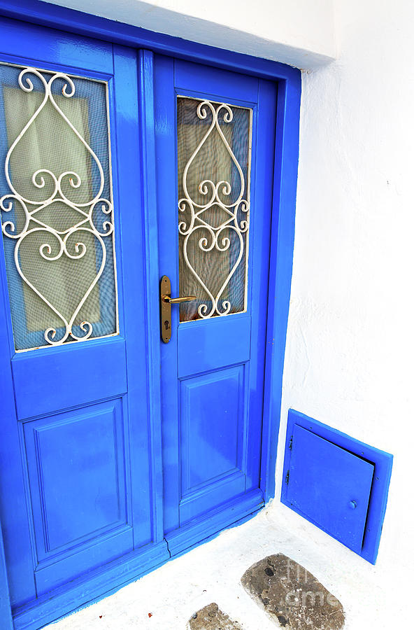 Blue Door Design in Mykonos Greece Photograph by John Rizzuto