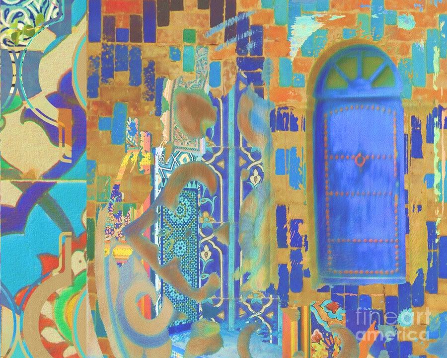 Blue Door entrance Mixed Media by Seema Z