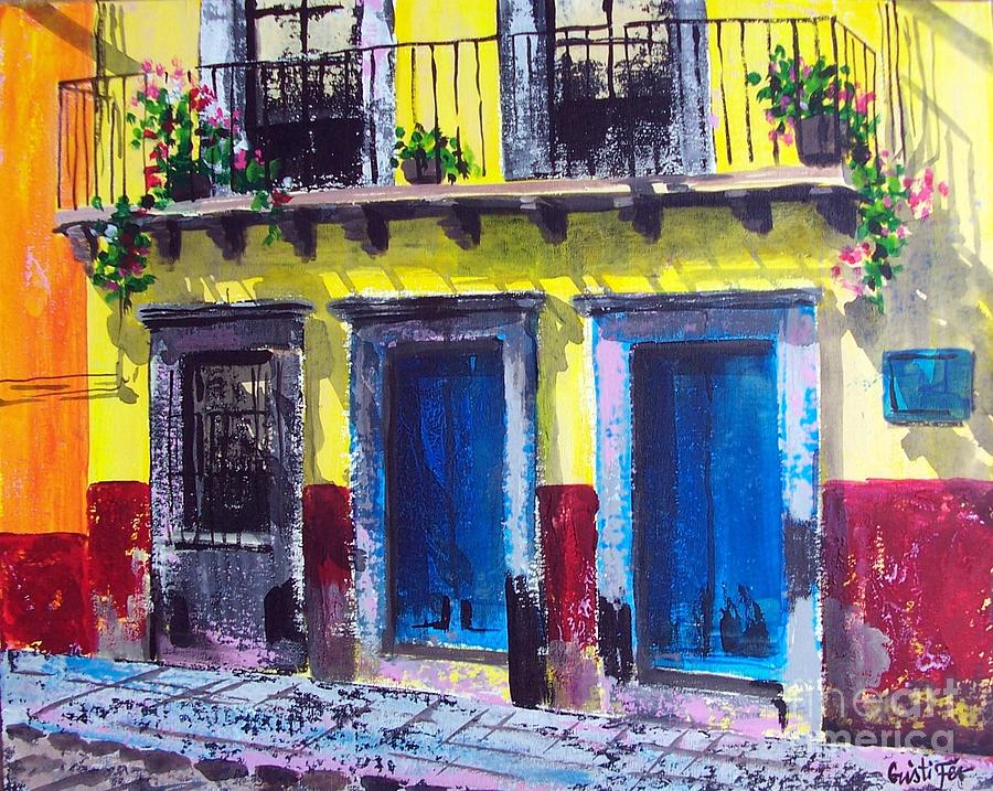 Blue doors bakery in San Miguel de Allende Painting by Cristi Fer ...