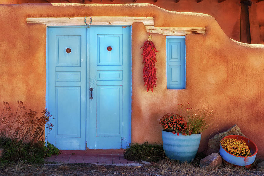 Blue Doors in Taos Photograph by Susan Rissi Tregoning