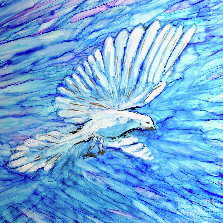 Blue Dove Holy Spirit  Painting by Patty Donoghue