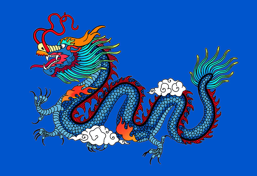 Blue Dragon Mixed Media by Anthony Seeker