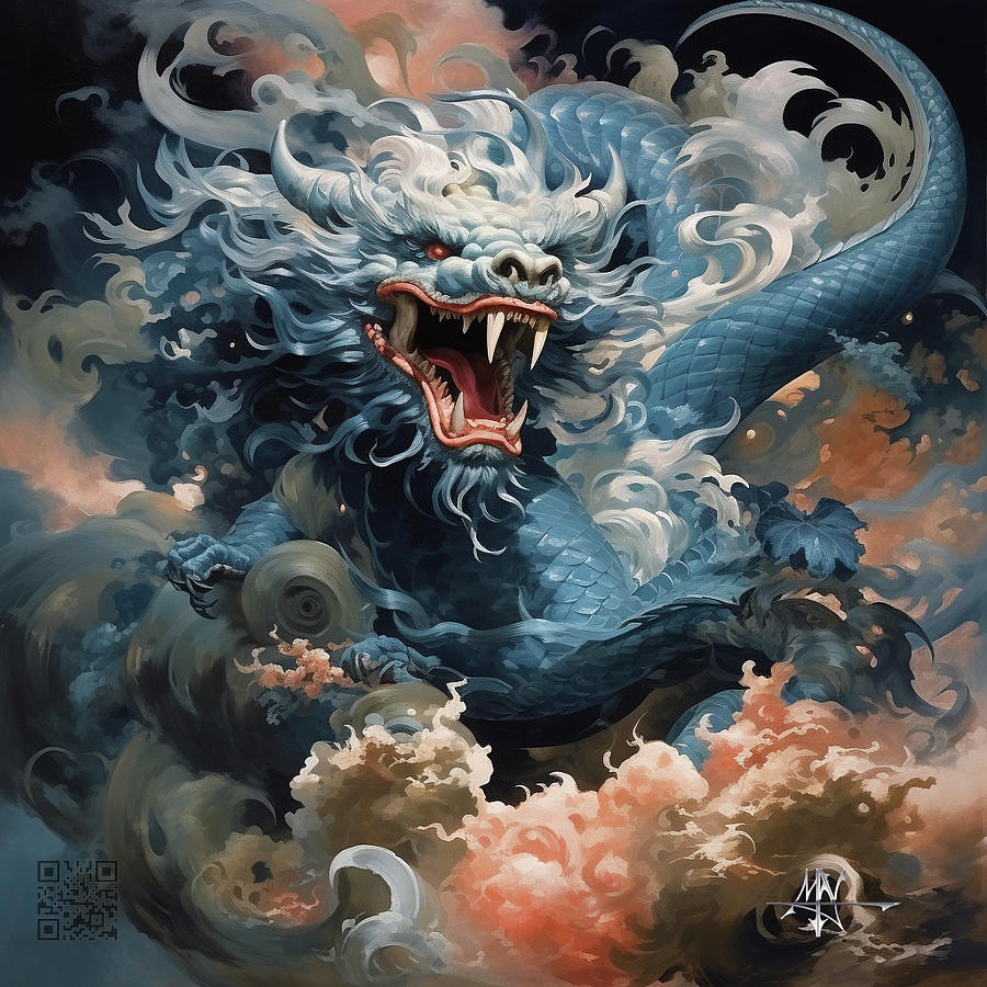 Castle Digital Art - Blue Dragon by Robert Fenwick May Jr