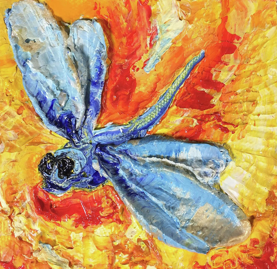 Blue Dragonfly Painting by Paris Wyatt Llanso