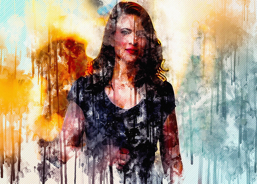 Blue Dress Actress Hayley Atwell Women Woman Digital Art by Sissy ...