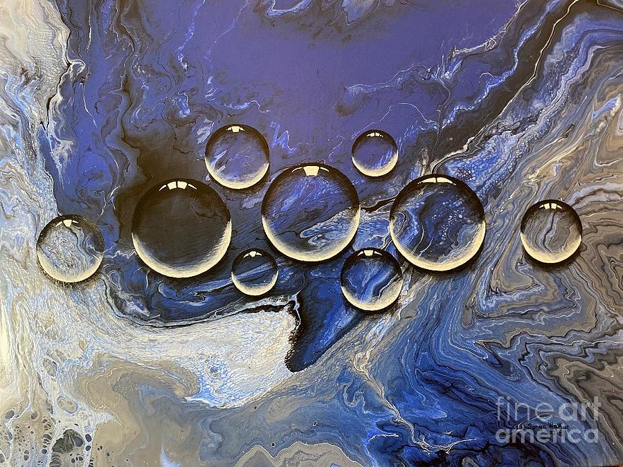 Blue Drops Painting by Sonya Walker