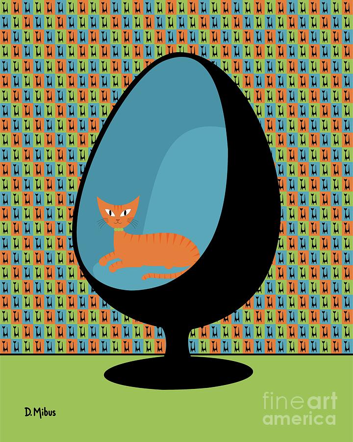 Blue Egg Chair Mod Wallpaper Digital Art by Donna Mibus