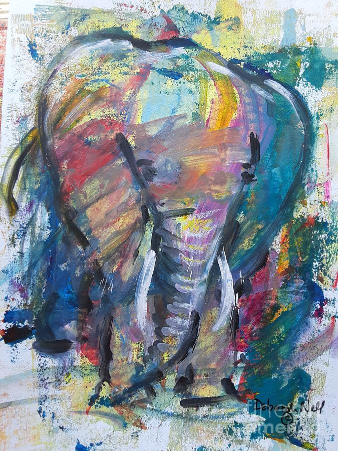 Blue Elephant Painting by Deborah Nell