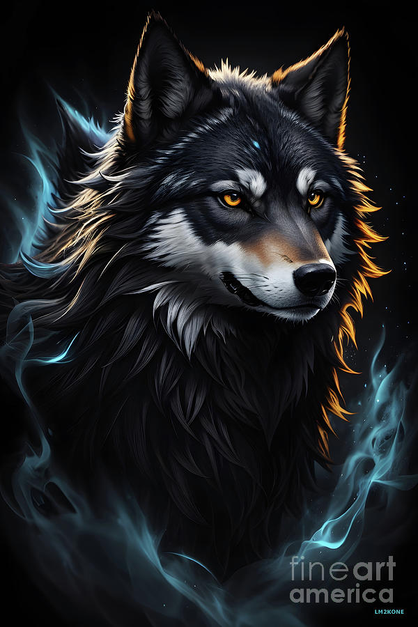 Blue epic wolf Digital Art by LMzKone Narciso Marlene - Fine Art America