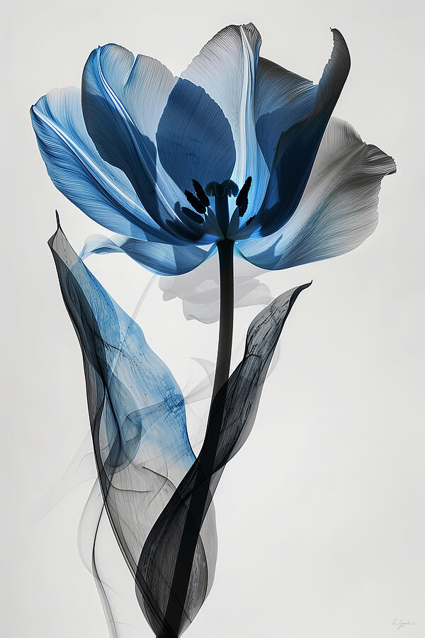 Blue Ethereal - Blue Flower Art Painting by Lourry Legarde
