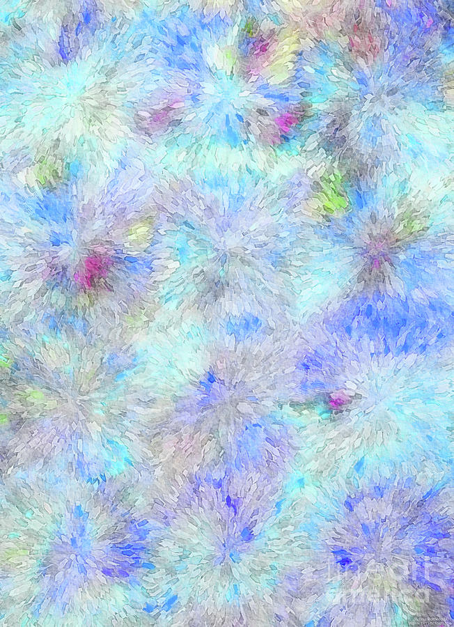 Blue Explosions XL Digital Abstract - 1 Mixed Media by Debbie Portwood