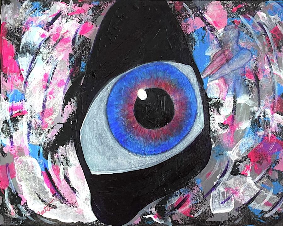 Abstract Painting - Blue eye by Linda Fortier