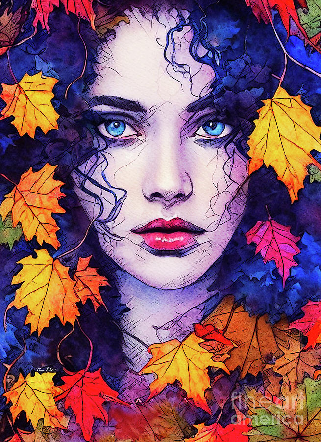 Blue Eyed Autumn Goddess Digital Art by Tina LeCour | Fine Art America