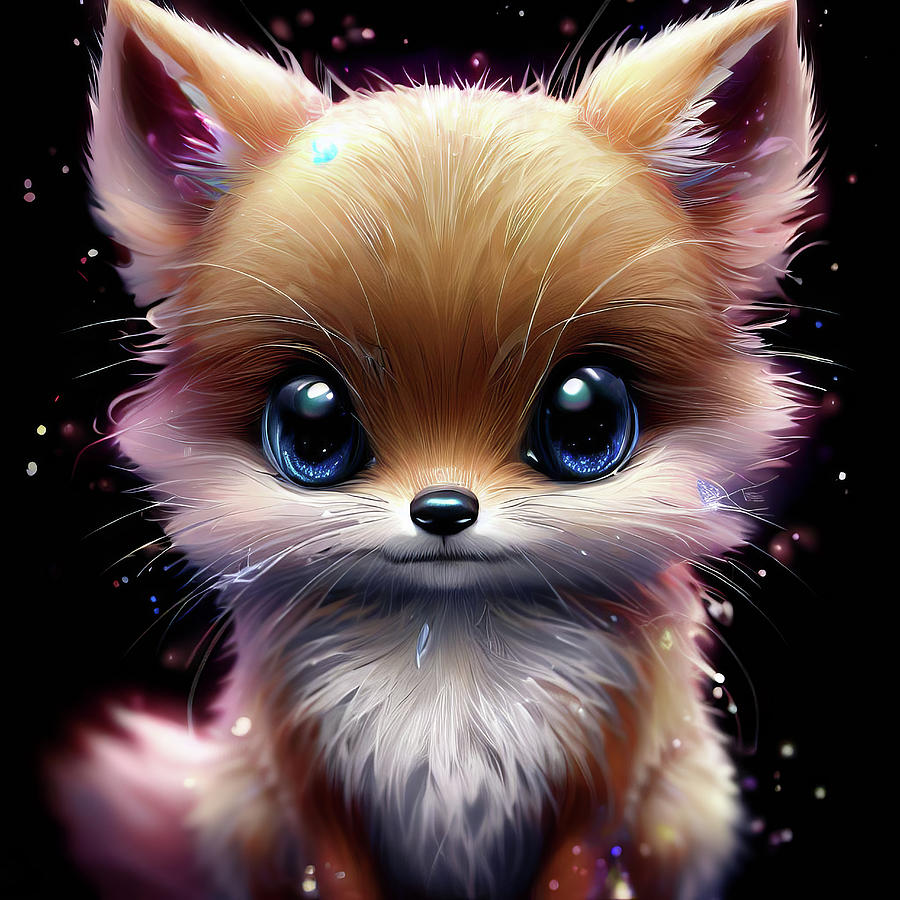 Blue Eyed Baby Fox Digital Art by Jill Nightingale