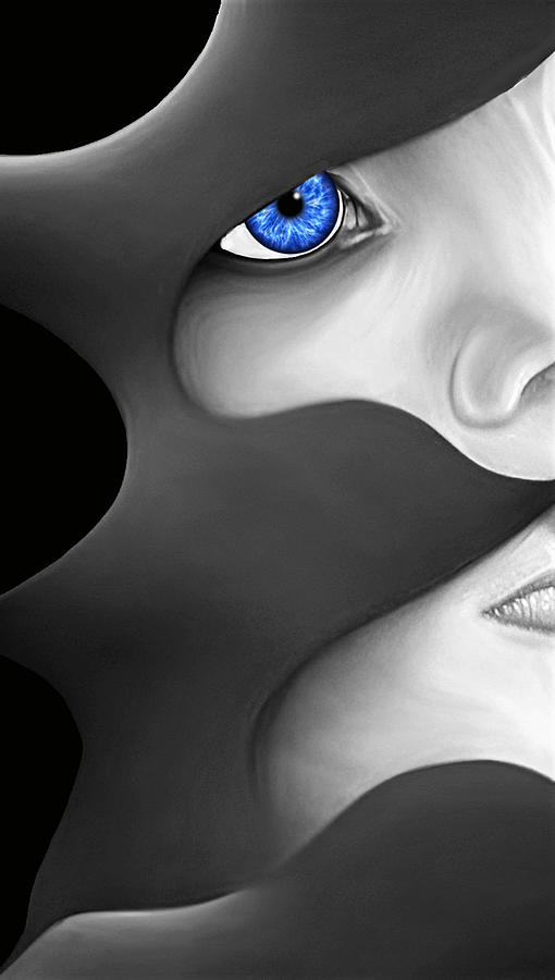 Blue Eyed Beauty -B/W Digital Art by Ronald Mills