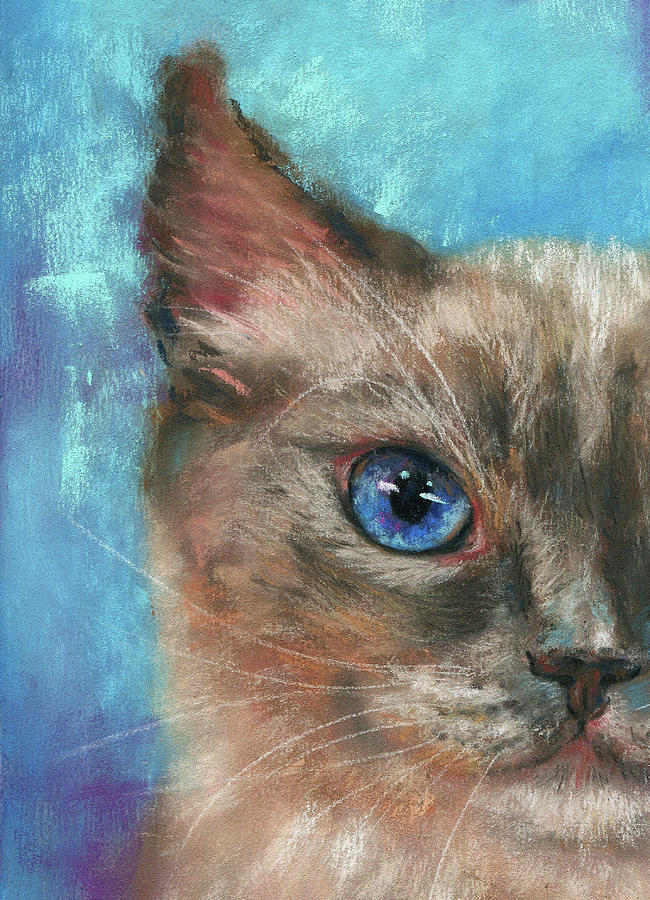 Blue Eyed Cat Portrait Painting