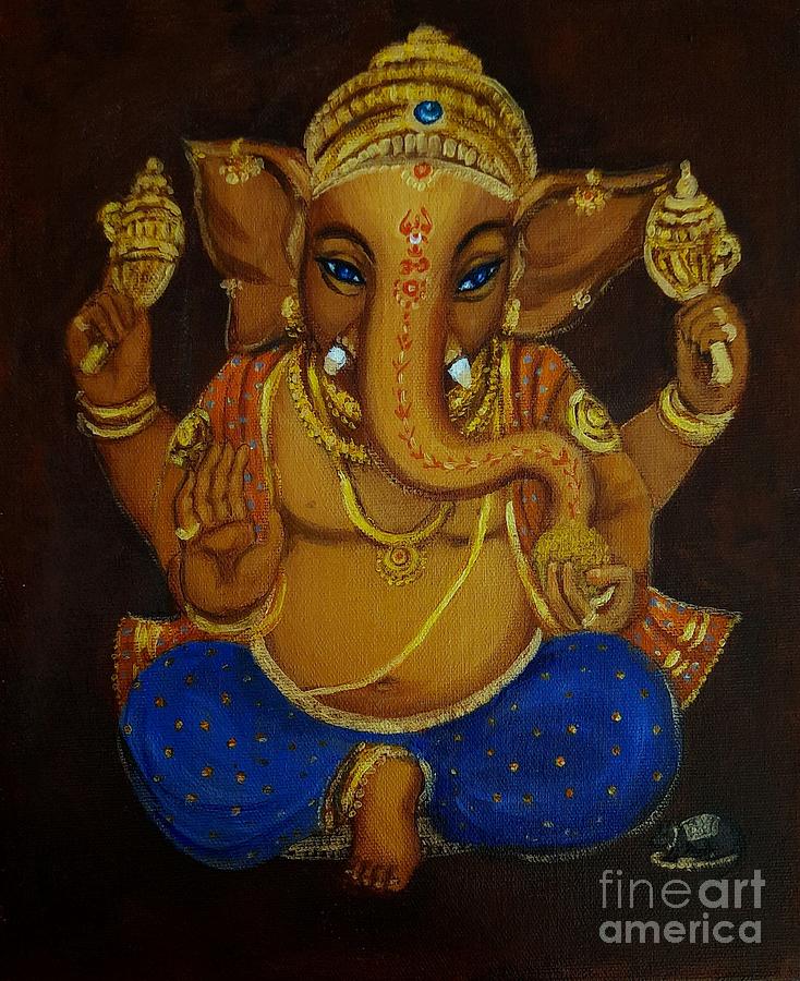 Blue eyed Ganesha Painting  Painting by Asha Sudhaker Shenoy