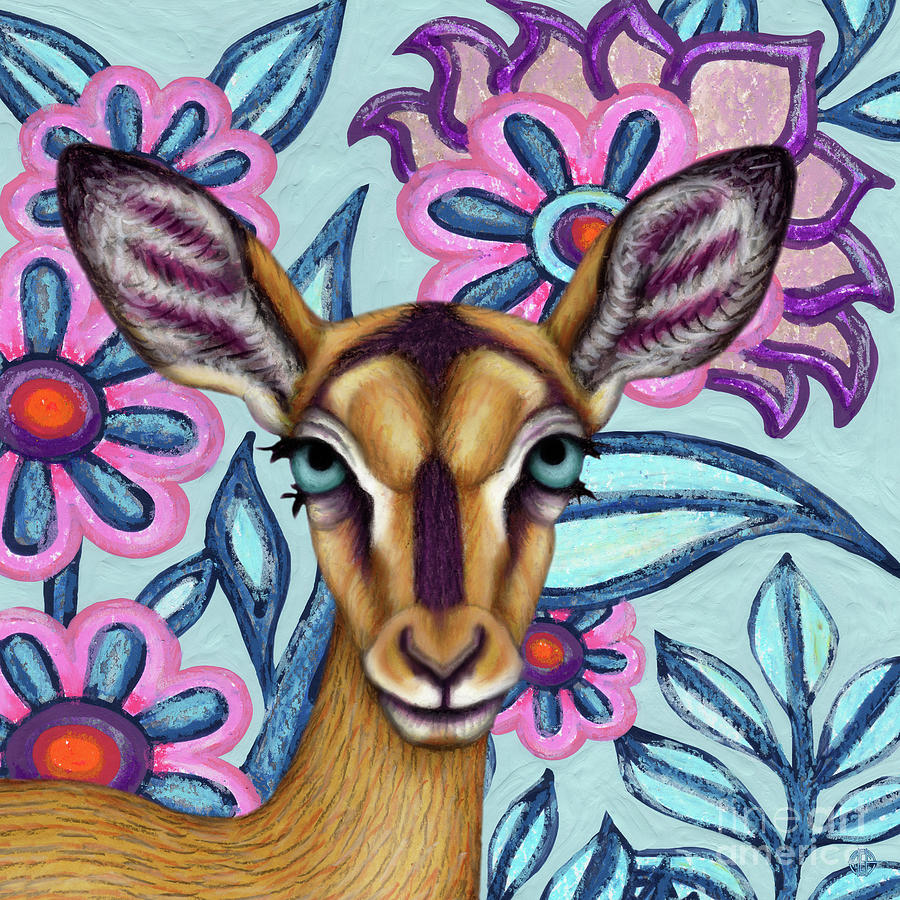 Blue Eyed Impala Floral Painting by Amy E Fraser