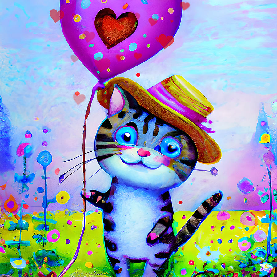 Valentines Day Digital Art - Blue Eyes Cat in Love by Amalia Suruceanu