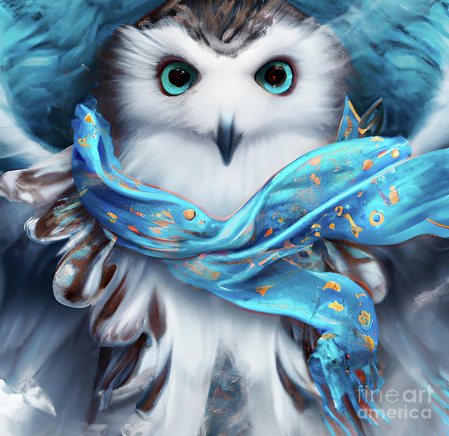 Blue Eyes White Feathers Digital Art by Debra Miller