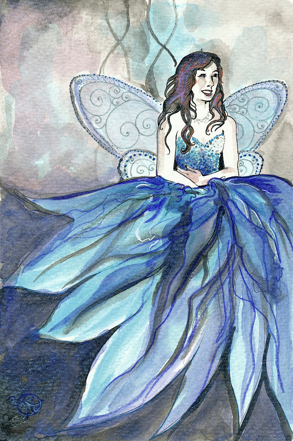 Blue Fairy Drawing by Katherine Nutt Fine Art America