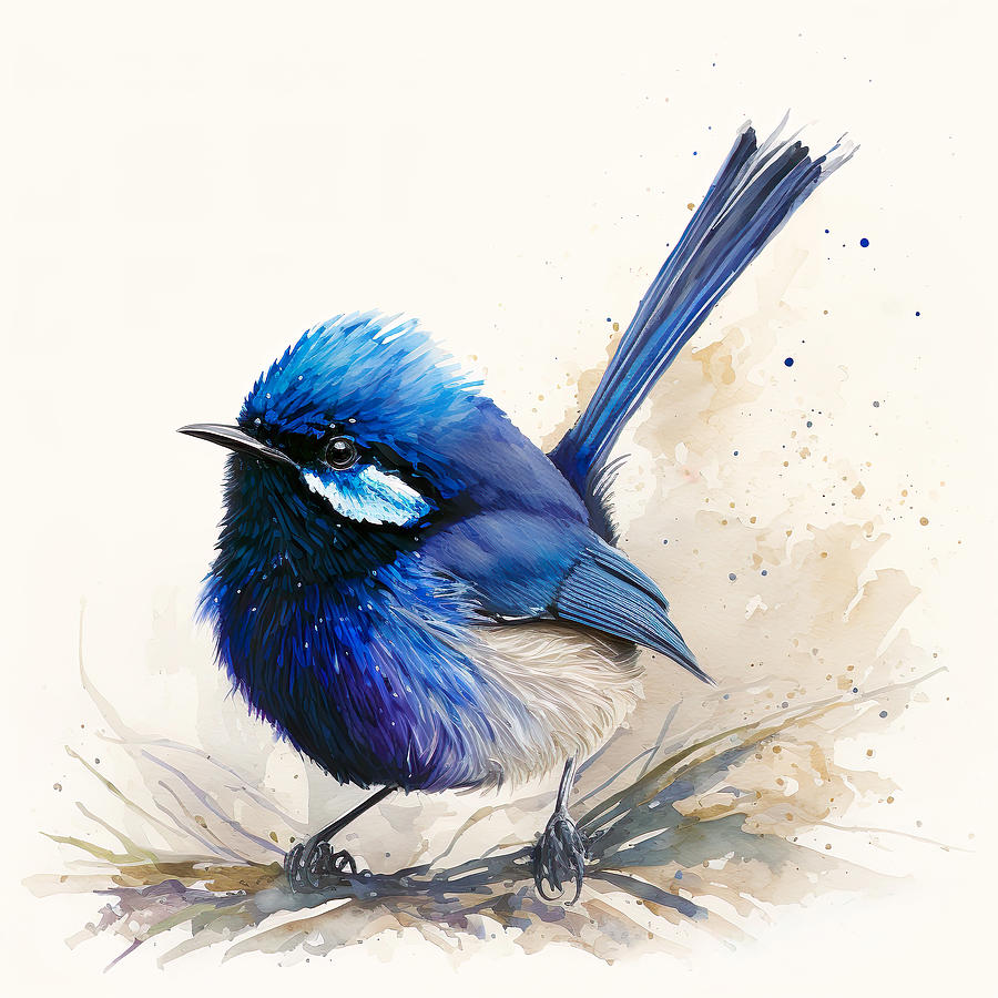 Blue Fairy Wren Watercolour Painting Painting by Luke Dwyer - Fine Art ...