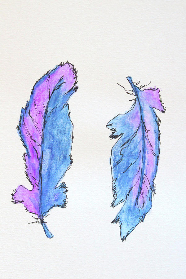 Blue Feathers Painting by Nancy Merkle